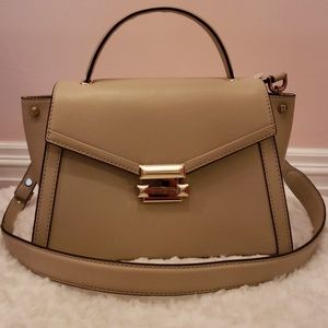 MICHAEL KORS•MEDIUM LEATHER SATCHEL•WHITNEY